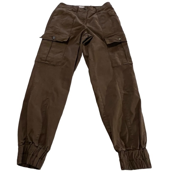 Cinq a Sept Kelly High Rise Cargo Pant Joggers 00 Brown cropped high waist - Picture 3 of 16